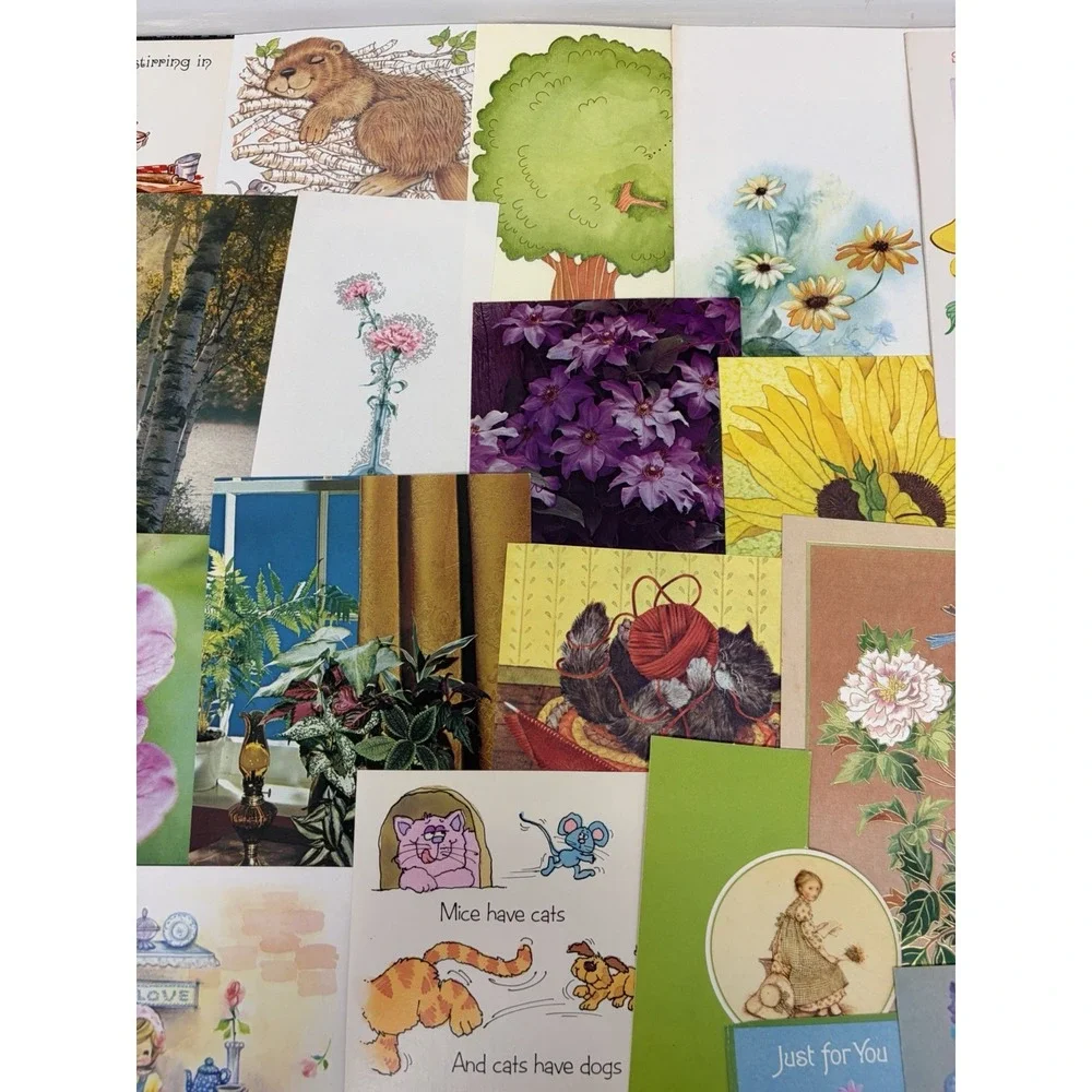 Vintage Thinking of You Cards Fronts ONLY Scrapbooking Crafts Lot of 50+